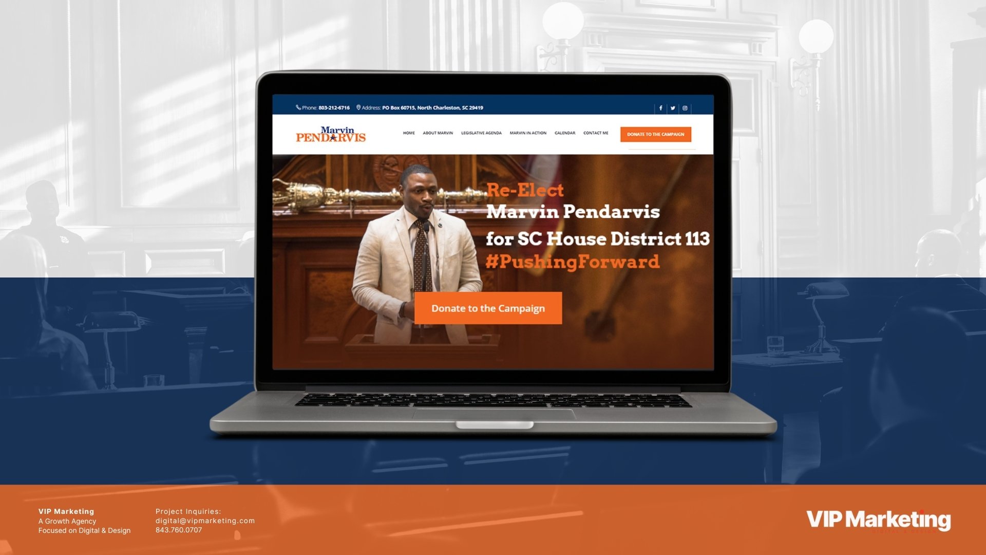 Marvin Pendarvis website Design by VIP Marketing